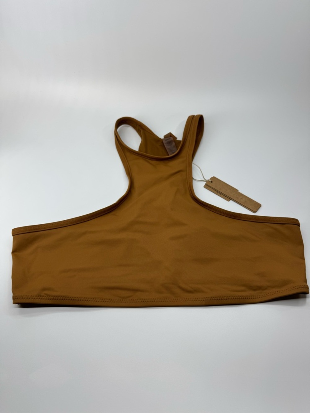 Skims Recycled Swim High Neck Raceback Top Almond Large NWT